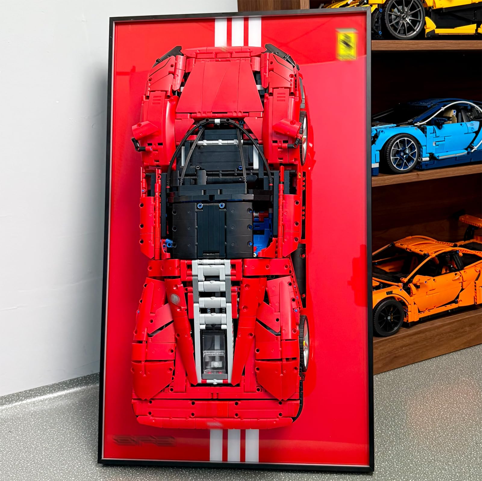 NOVDA Wall Display Board Compatible with Lego Technic Ferrari Daytona SP3 Sports Car Model, 42143 Frame & Wall Mount Case for Home Office Collection Display, 29.53x17.72Inch (Excluding models)