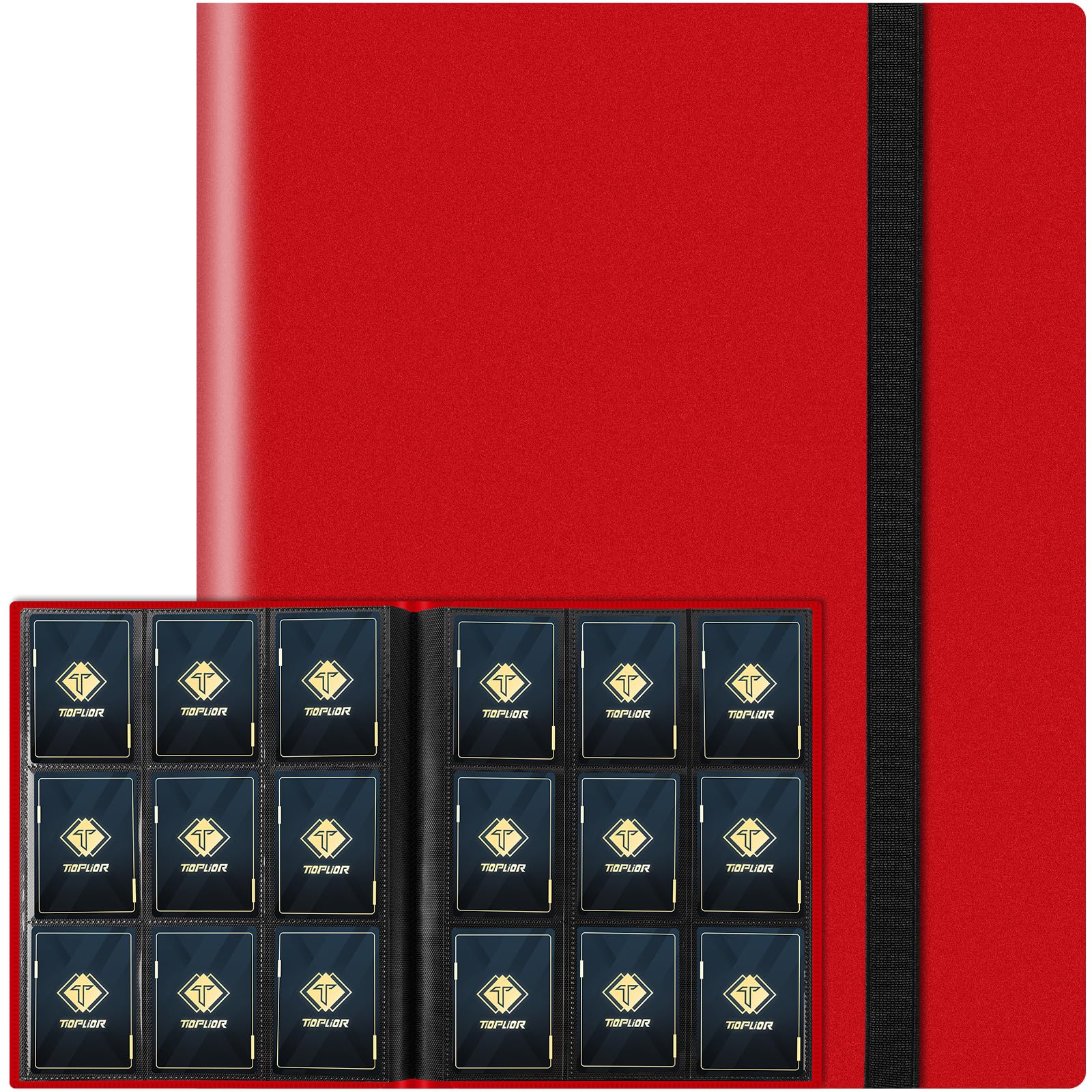 Trading Card Binder 9 Pocket, 360 Pockets Collectible Trading Card Album, Sports Card Binder for Standard Cards, Side Loading Card Folder for MTG Sports Baseball TCG Football Basketball Cards Red