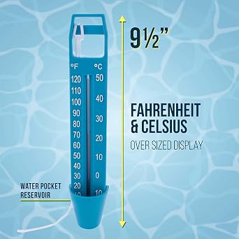 U.S. Pool Supply Scoop Pool Thermometer with Jumbo Easy to Read Temperature Display