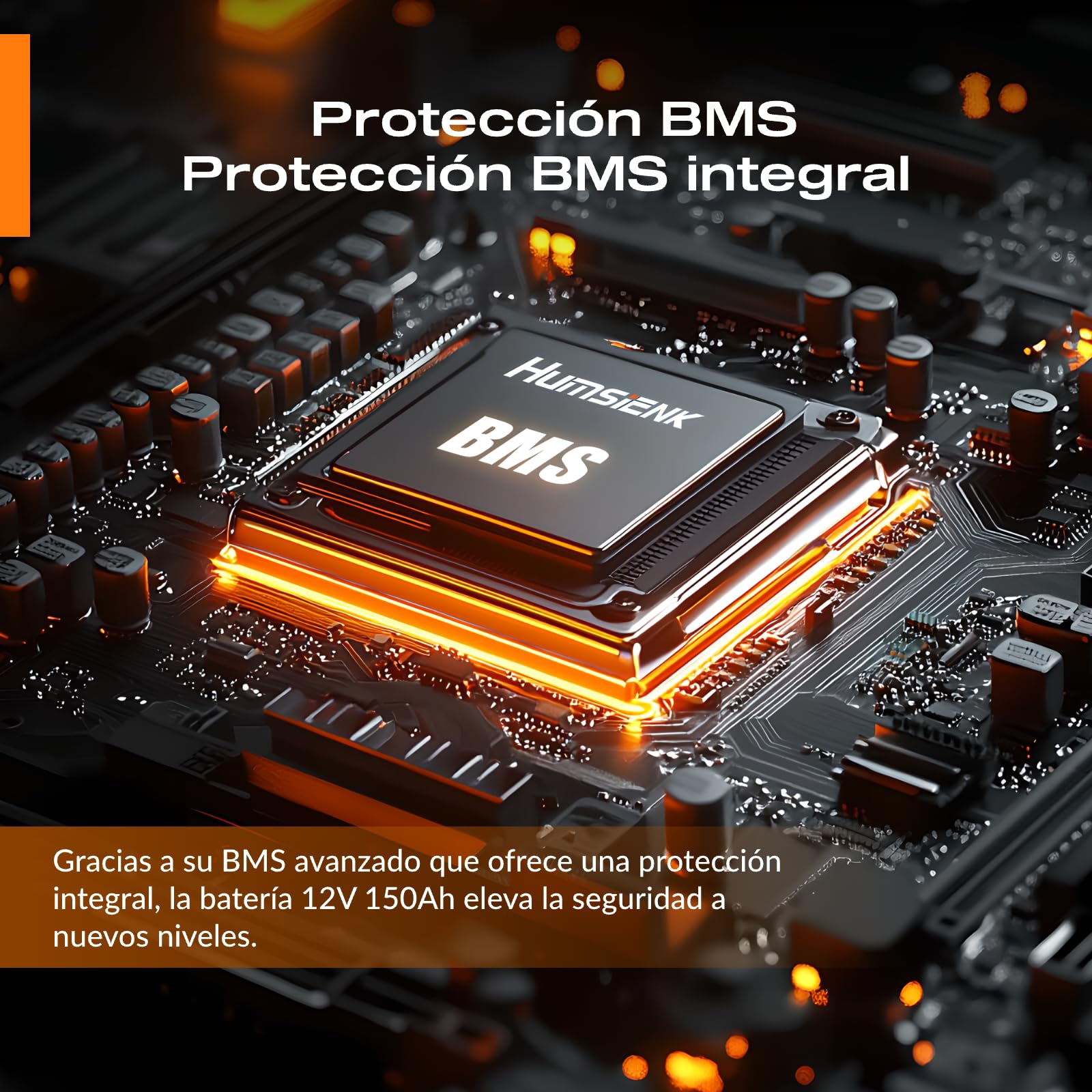 Humsienk Batería de Litio LiFePO4 12V 150Ah con Bluetooth, BMS 110A Integrado, Protección Baja Temperatura, 15000+ Ciclos Profundos, Recargable, para Autocaravana, Solar, Barco, Off-Grid