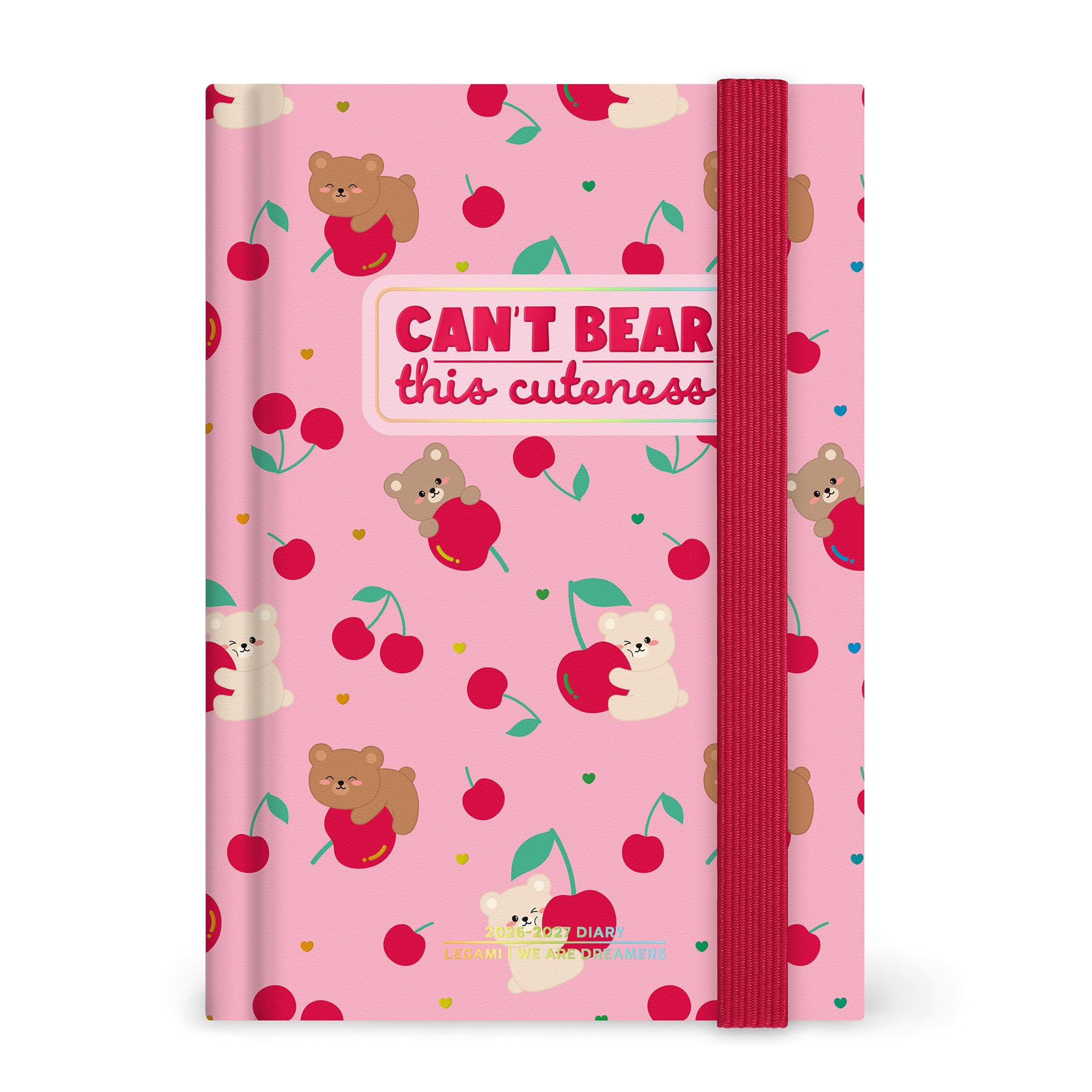 Legami - Daily photo diary 2026-2027, Teddy Bear Pink, 16 months small, diary from September 2026 to December 2027, elastic closure, FSC certified paper, 9.5 x 13.5 cm