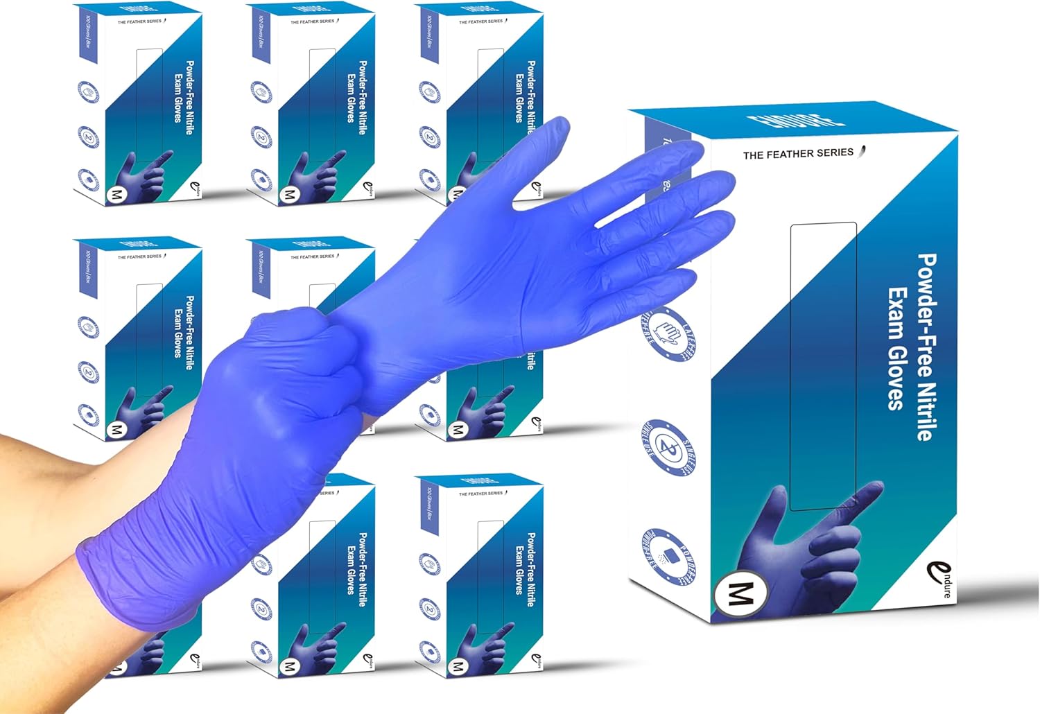 Cobalt Blue Powder-Free Nitrile Exam Gloves, 3.5 MIL Cleaning Cooking Disposable Glove, Feather Series