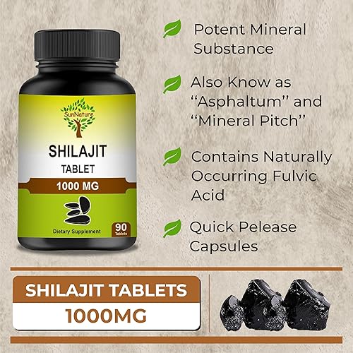 Miniatura 5 de Shilajit Tablets  Hierba pura y natural  Libre de productos químicos y conservantes  90 tabletas, 45 días de suministro de 1000 mg