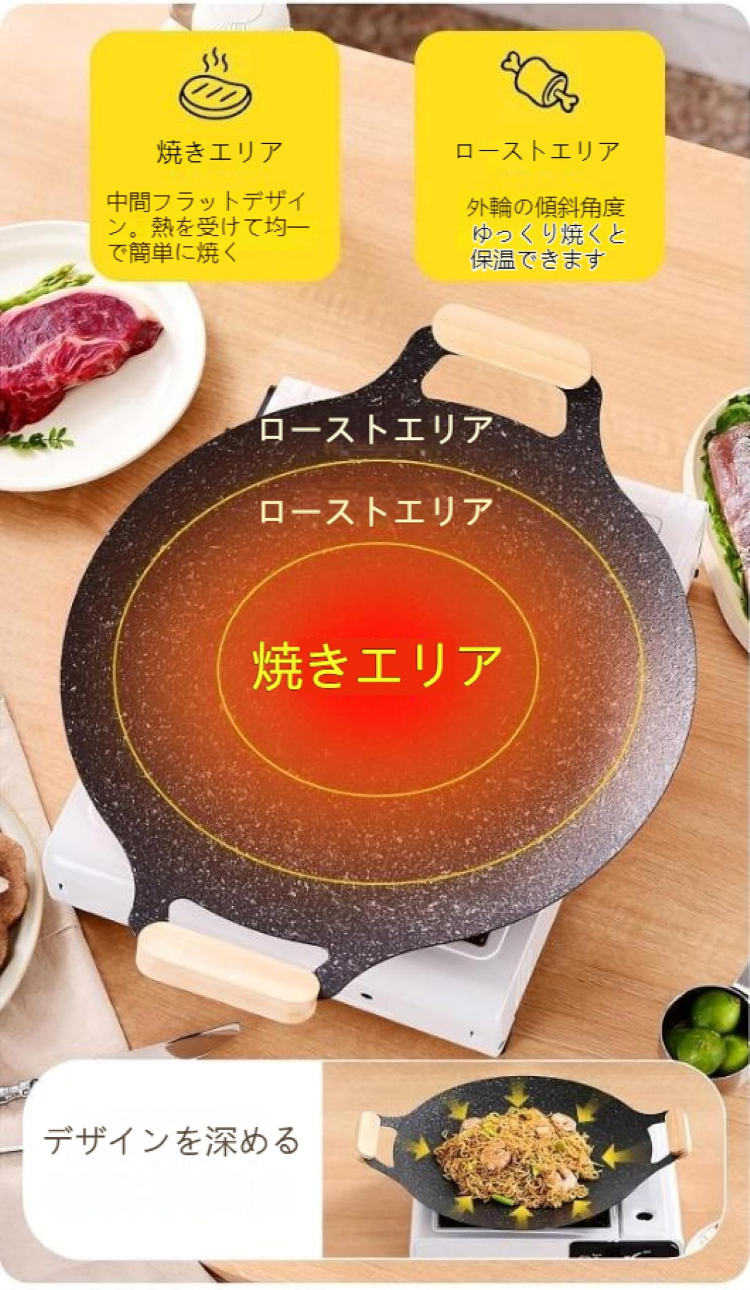Amazon.co.jp: マルチグリドル 黒 鉄板 特大34cm 36cm 38cm鋳鉄製 