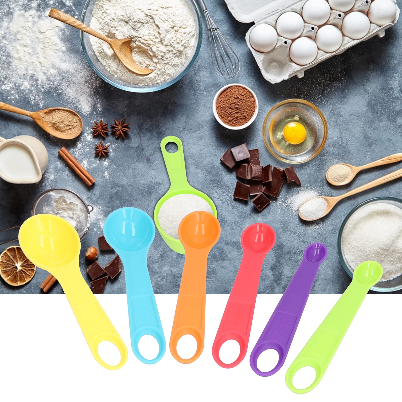 12 szt. Kolorowa miarka, miarka, miarka i łyżka ze skalą ciasto miarka do wagi kuchennej