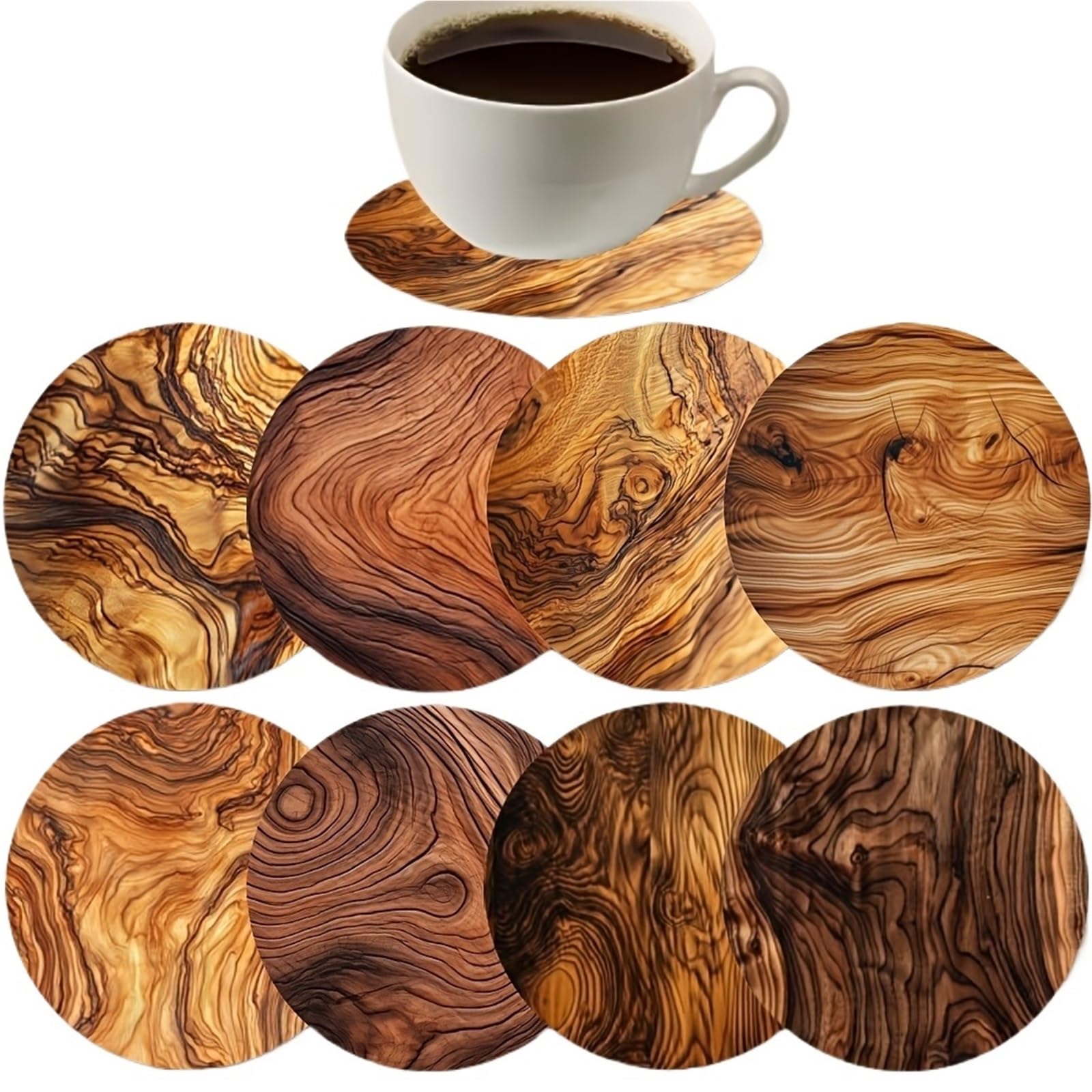 Wooden Round Coasters 10Cm Simple Wooden Texture Coasters
