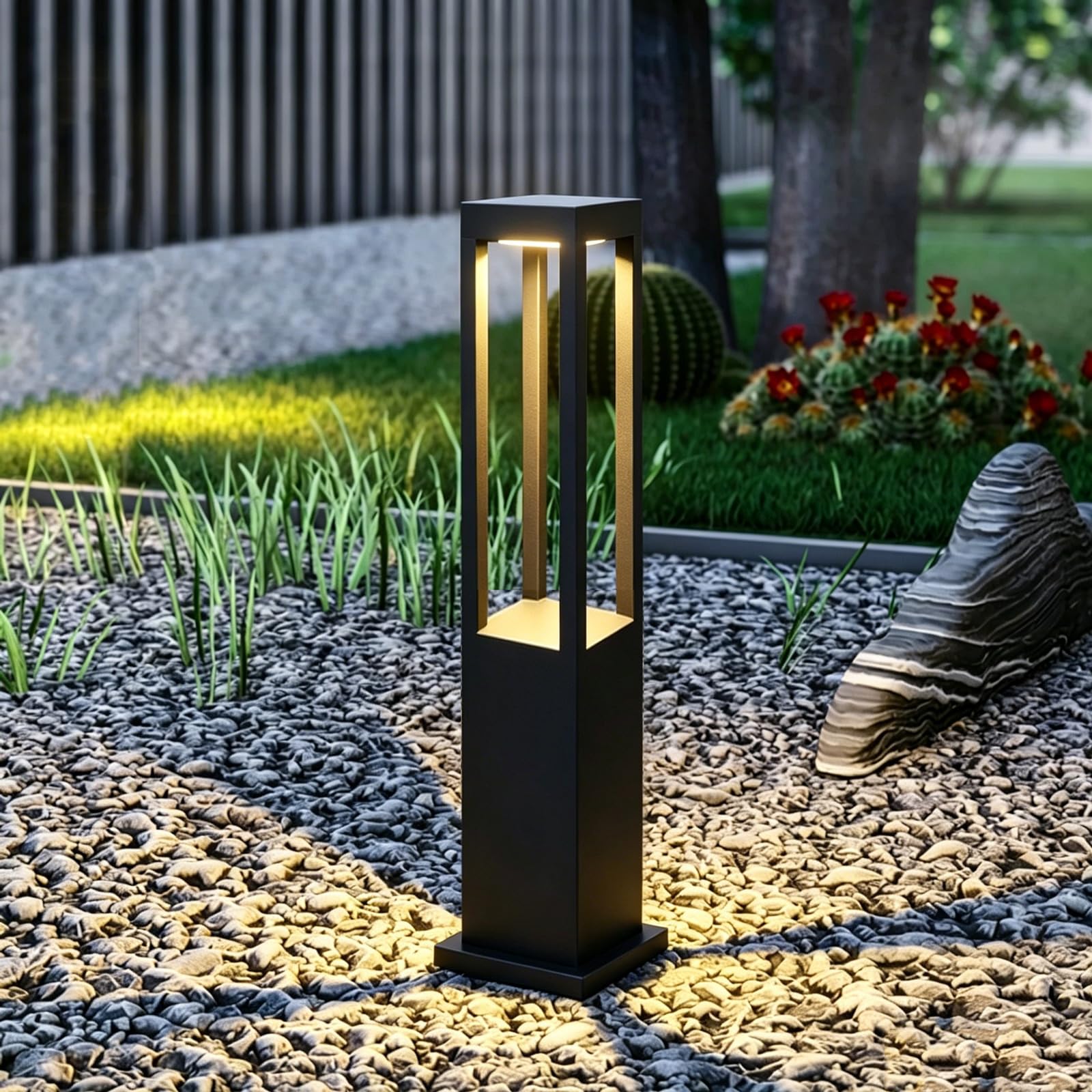 SDUYTDG Modern Outdoor Landscape Path Light,Square Aluminum LED Bollard Lighting IP65 Waterproof Pathway Lamp for Lawn Courtyard Driveway Pathway Decoration Lighting