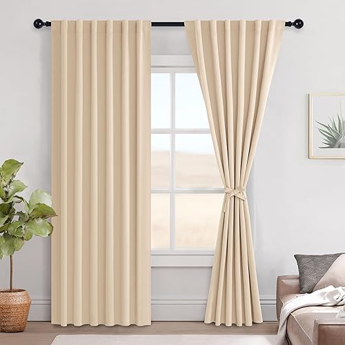 Miniatura 112 de Hiasan Cortinas opacas blancas extra anchas para dormitorio, cortinas opacas térmicas extra anchas de 72 pulgadas de largo, con pestaña trasera,
