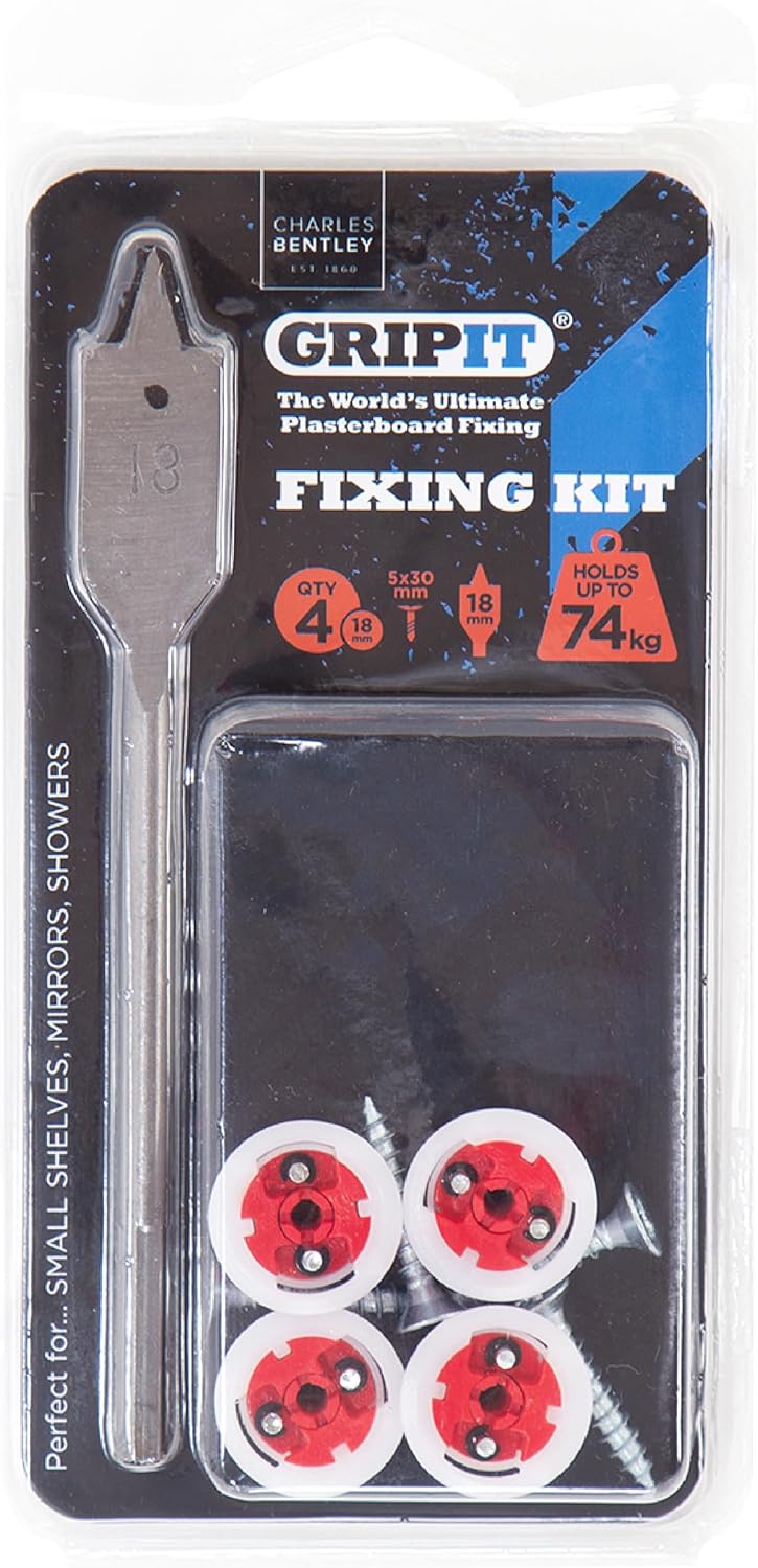 Gripit Red Shelf Kit Pack of 4 Heavy Duty Plasterboard Fixings for