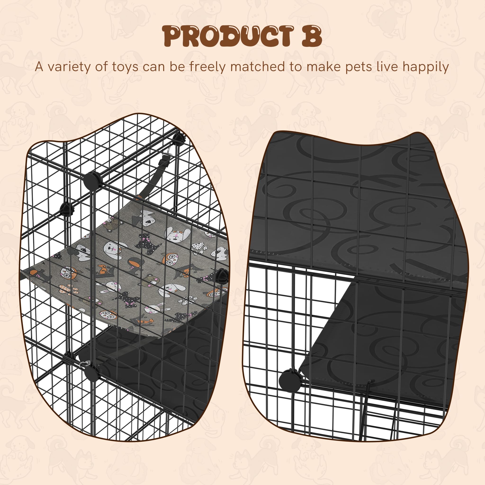 Froadp Jaula de metal para gatos con hamaca desmontable, 2 escaleras y 2 puertas, recinto para gatos de 4 pisos, transportable para gatos, conejos, chinchilla