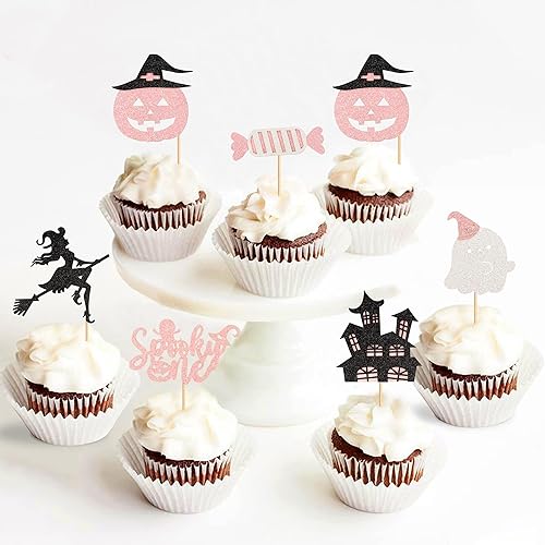 Miniatura 3 de 24 adornos para magdalenas fantasmas, como calabaza, casa fantasma, fantasma, bruja, selección de dulces, decoración de pastel de Halloween, tema de