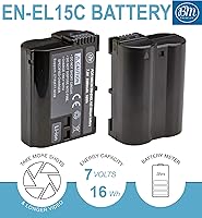 Vista 2 de BM Premium Empuñadura de batería de repuesto MB-N10 compatible con cámaras Z5, Z6, Z6 II, Z7, Z7 II + 1 batería EN-EL15C