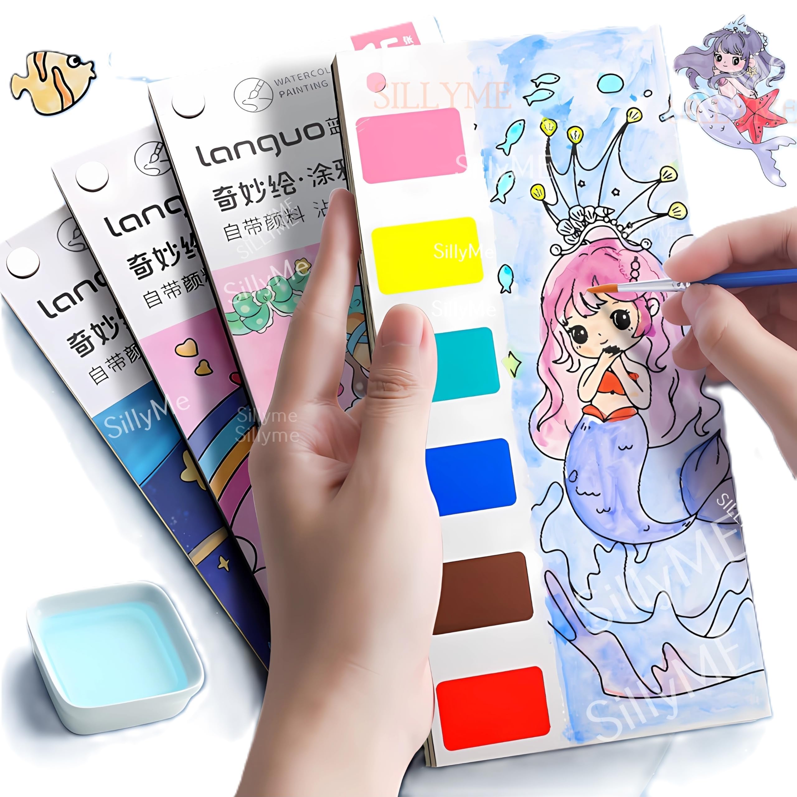 SILLYME 3pcs Pocket Painting Book Kit with Color on Each Sheet - Water Coloring Books for Kids - Each Activity Book has 12 Sheets and 1 Paint Brush - Birthday Gifts for Girls Boys (B0CWBKXHNB) Amazon Price History, Amazon Price Tracker