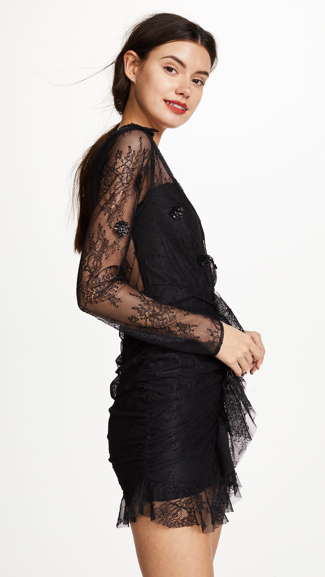 lace maxi dress black Shona Joy Jamila Lace High Neck Maxi Dress in Black main image 1