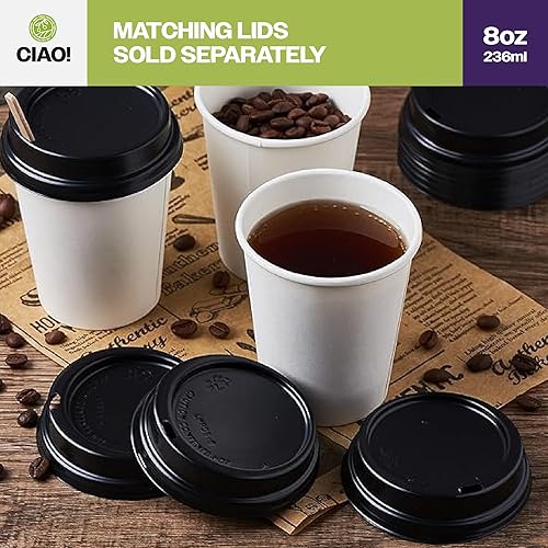 Miniatura 7 de Ciao! Vaso caliente de papel de pared doble aislado de 8 onzas, blanco, 500 unidades