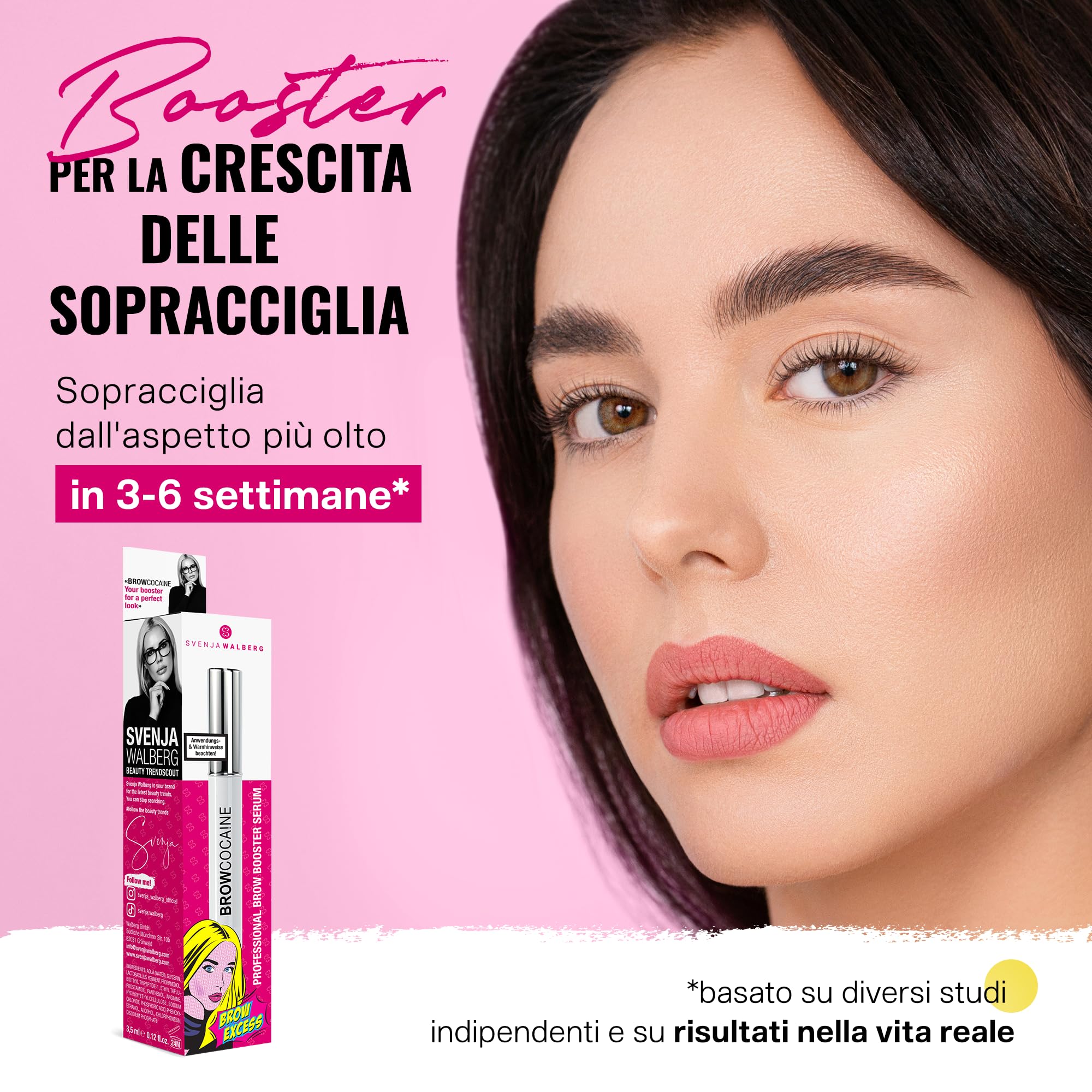 Siero per sopracciglia BROWCOCA!NE® per una crescita rapida e sopracciglia piene | Booster per sopracciglia vegano di Svenja Walberg