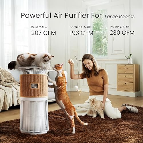 Miniatura 6 de Purificador de aire para mascotas para el hogar, habitación grande de hasta 1367 pies cuadrados, purificador de aire para el hogar con filtro HEPA