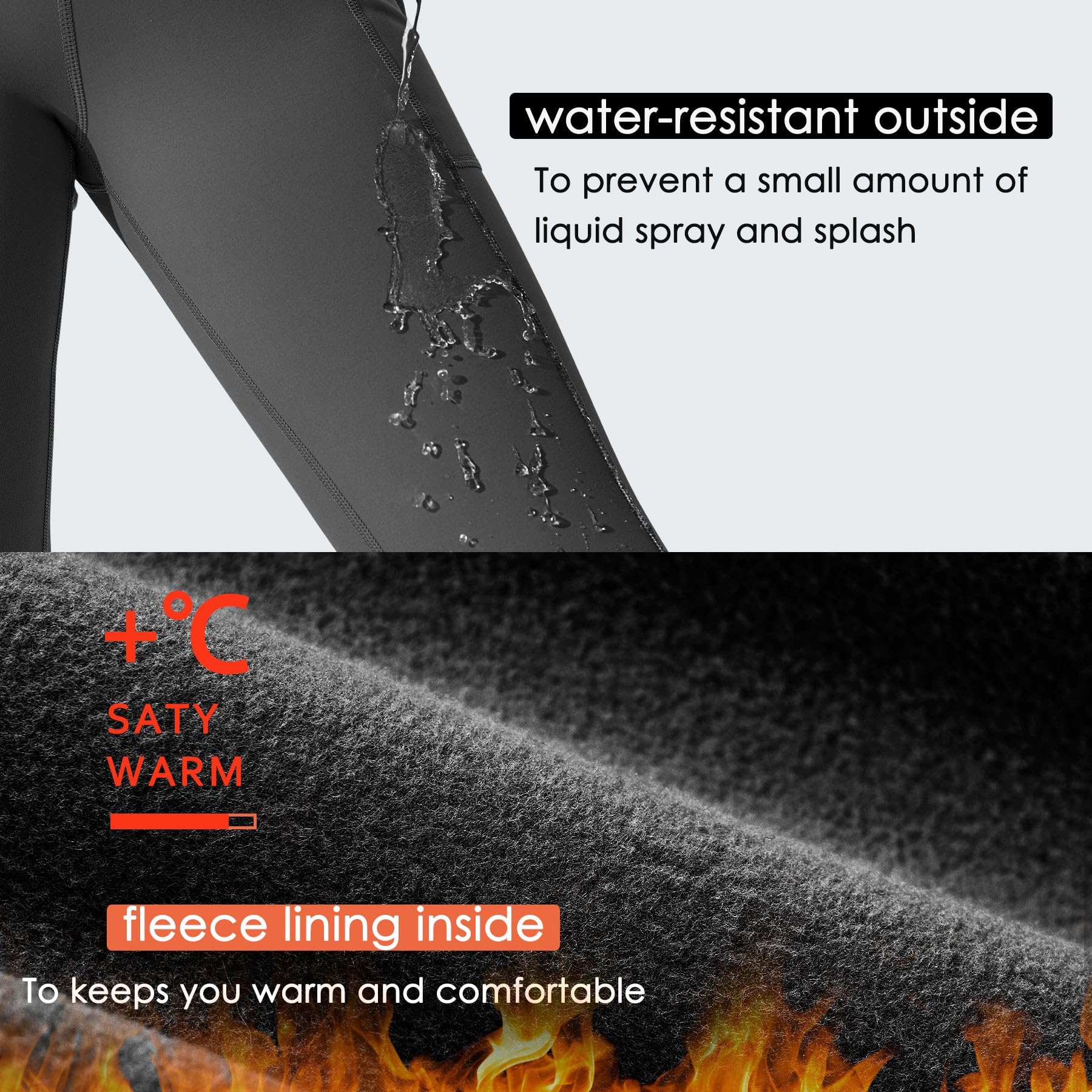 Willit Leggings con forro polar para niñas con bolsillos, resistentes al agua, mallas térmicas