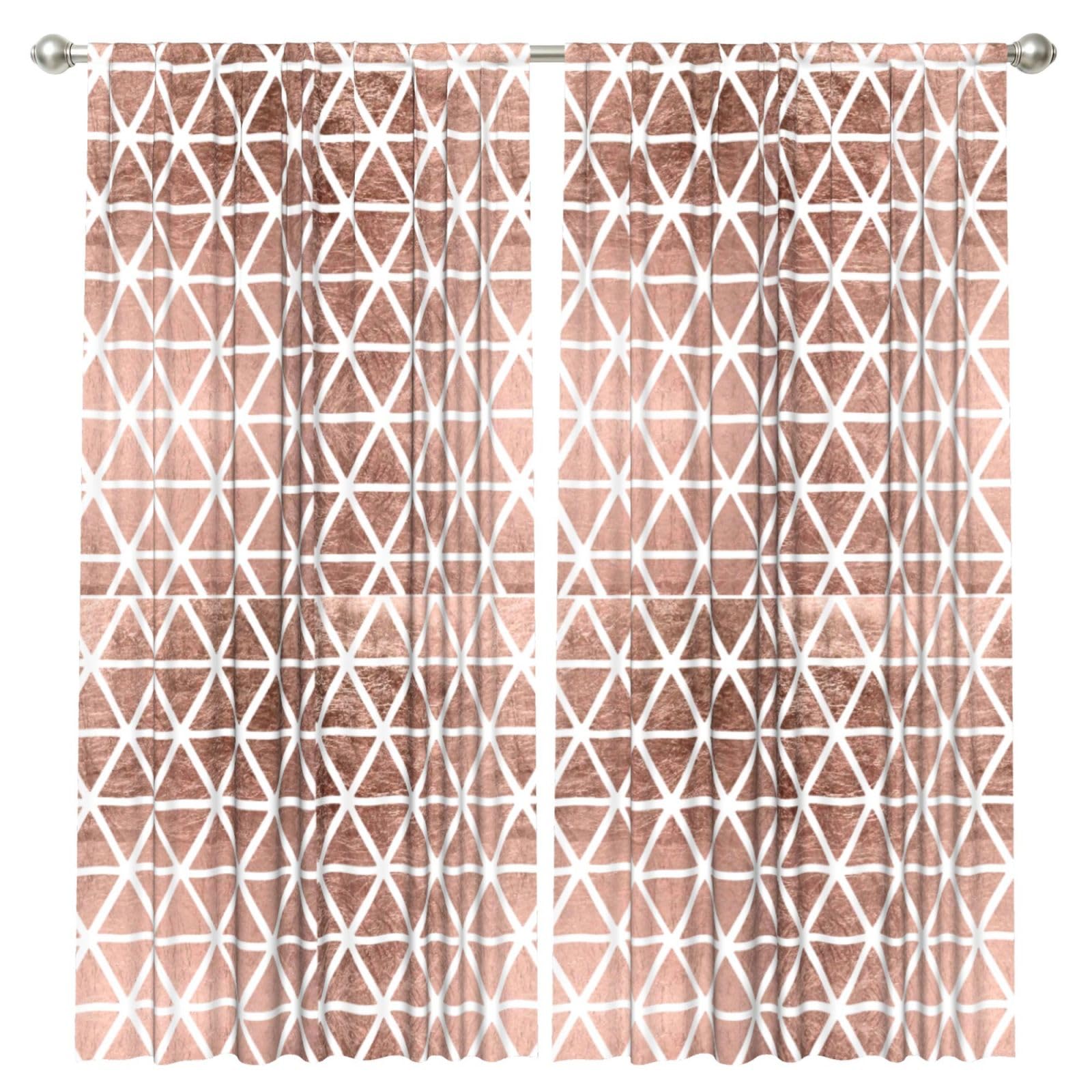InOmak Rose Gold Pattern Backgrounds, 2 Panels Window Curtains 52 x 84 Inch Blackout Curtains for Living Room Bedroom