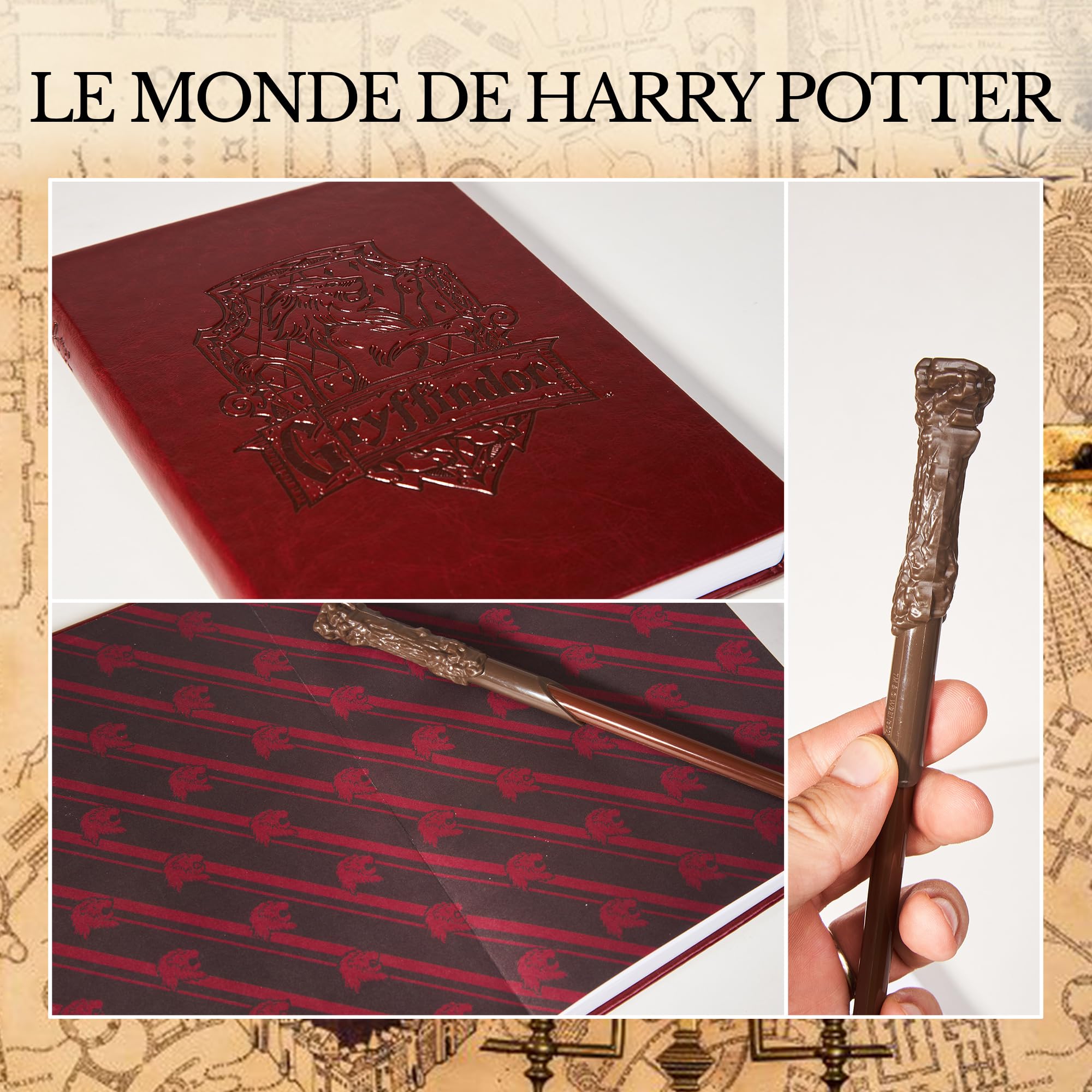 Harry Potter - Cahier, Carnet de note, Notebook, Agenda, Journal secret intime avec stylo - Set Accessoire Papeterie - Idée Coffret Cadeau de Poudlard pour fille, garçon et adulte. (Rouge)