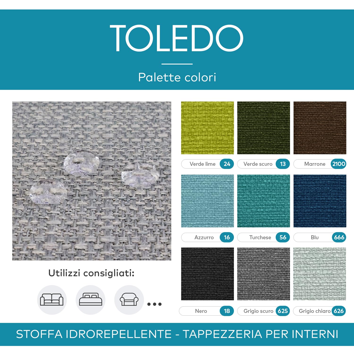 DESHOME Toledo 10 metros - Tela por metros impermeable | Tejido resistente para tapizar sofás, cojines, sillas y decoración del hogar Blanco tráfico