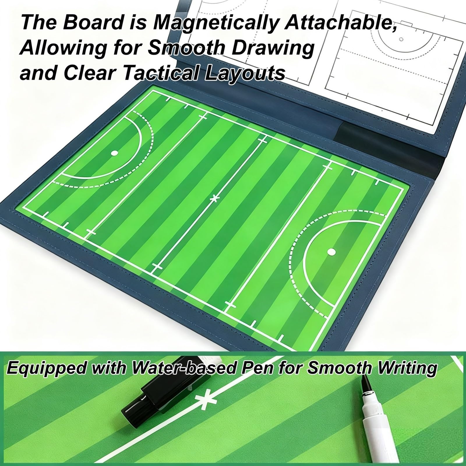 Taktikbrett Taktikmappe Hockey, Profi Basketball Coaching Board, Inklusive 2 Abwischbarer Stifte, Strapazierfähiges Material, Beidseitig Nutzbar, Leicht zu Transportieren