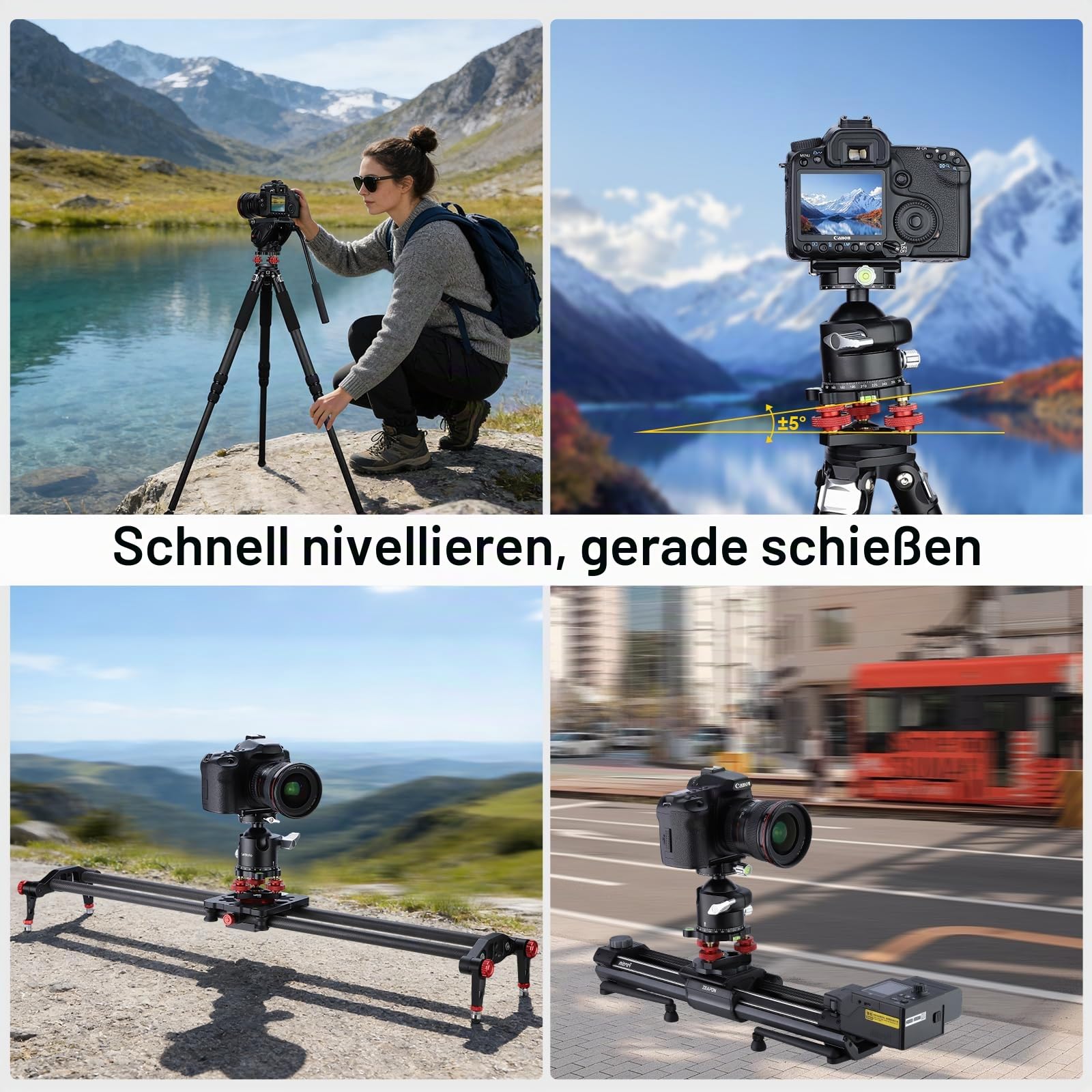 Stativ-Nivellierständer mit +/-5-Grad-Präzisions-Einstellungshalterung für Seestar S50/Panoramakopf, Kugelkopf, Videokopf und Stativ