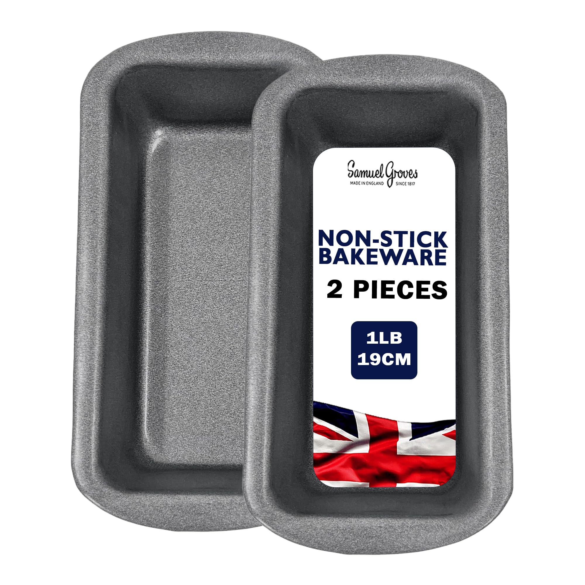 2 Pack 1LB Bread Loaf Tin (450g), Superior Double Coated Non Stick, Bread Baking Mould Pan Set, Bread Tin, Bread Pans for Baking, Loaf Cake Tin, PFOA Free, Made in England