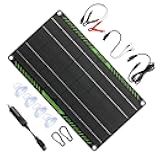 Topsolar 10 Watt 12 Volt Solar Trickle Charger 10W 12V Solar Panel Car Battery Charger Portable Solar Battery Maintainer for Car Motorcycle Boat Marine RV + Cigarette Lighter Plug Alligator Clip
