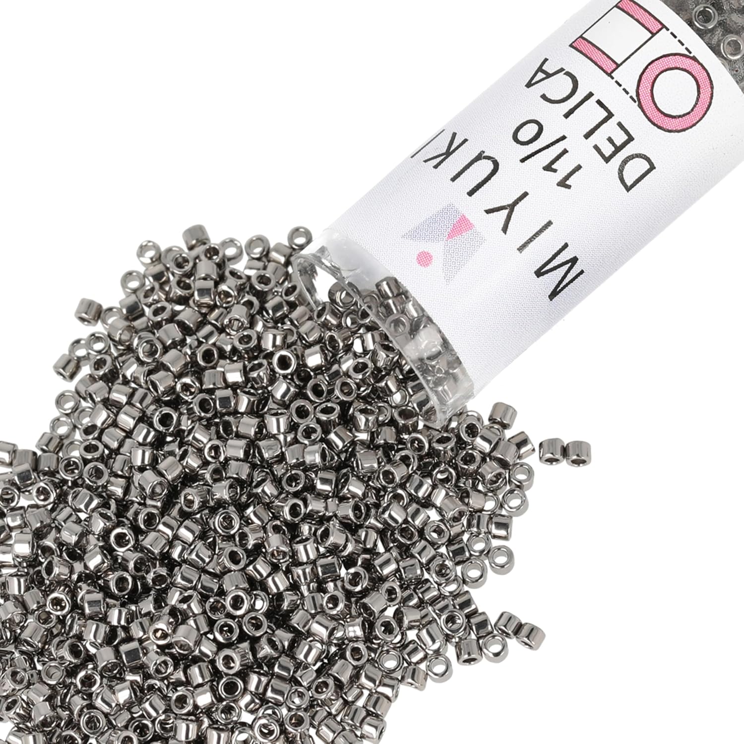 Miyuki Delica Seed Beads – Size 11/0 (1.6 mm), DB0021, Steel, 7.2 g, Approx. 1440 Beads, Made in Japan