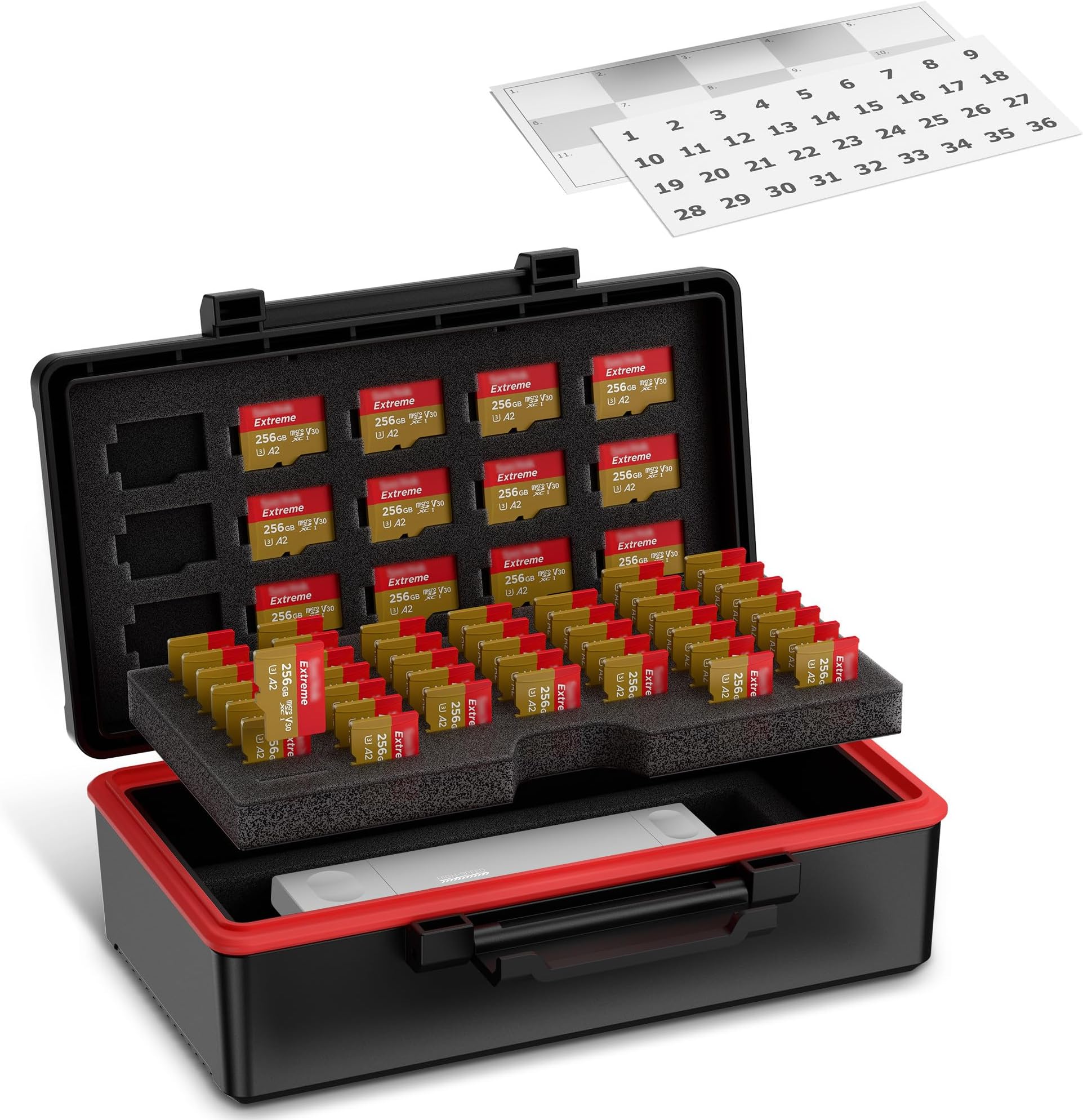 Kiorafoto 58 Slots TF Micro SD MSD Memory Card Case Holder Water-Resistant Anti-lost Anti-shock Storage Organizer with Labels & Notepaper, Switch Steam Deck Drone Trail Camera Memory Cards Accessories