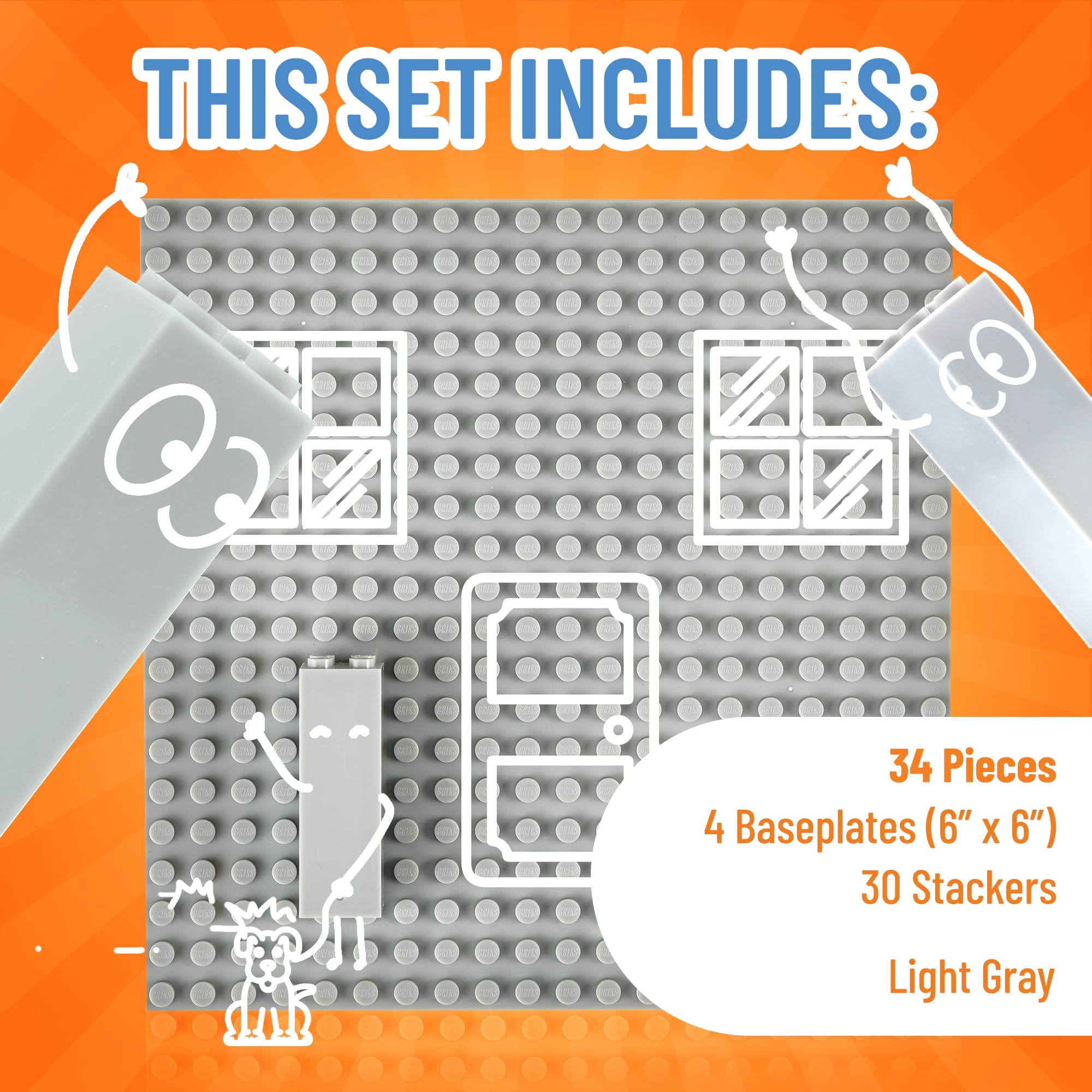 Torre de juguete de 6 x 6 pulgadas - 132 piezas (placas base y ladrillos) 3
