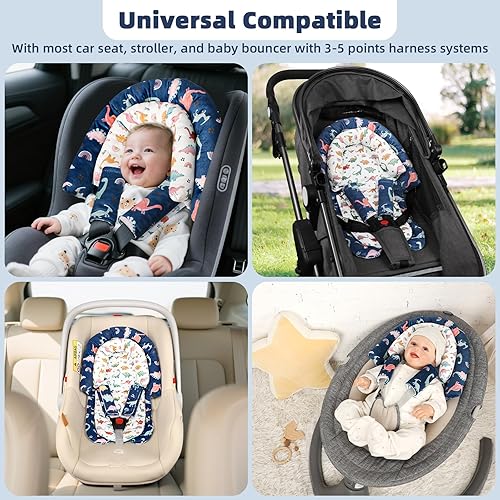 Miniatura 6 de Soporte para la cabeza de asiento de automóvil y fundas para correa, cojín mejorado 2 en 1 para asiento de automóvil infantil para niñas recién
