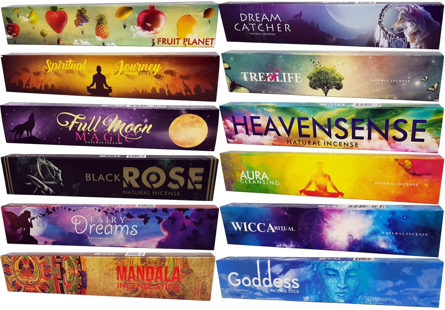 KOCAWIS12 X New Moon Incense Sticks 15GMS Assorted (Total 180 Grams Incense)
