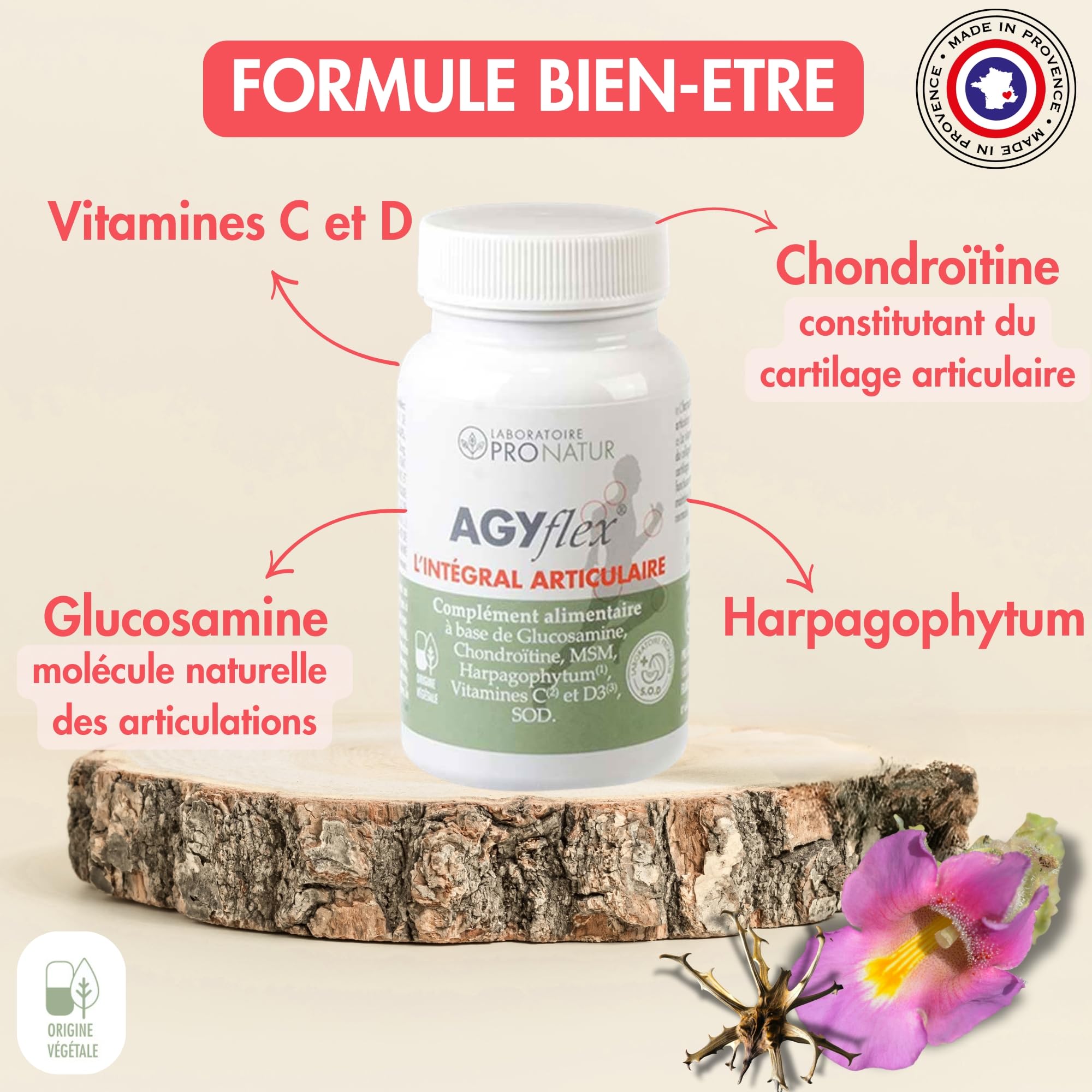 Lot de 2 AGYflex L’INTEGRAL ARTICULAIRE – Complément alimentaire articulations – Glucosamine, Chondroïtine, MSM, Harpagophytum, Acide hyaluronique, Vitamines C et D, SOD – Fabriqué en France