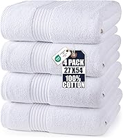 Utopia Towels 4 Pack Luxurious Bath Towels 27x54 Inches 100% Ring Spun Cotton White - Super Soft & Absorbent