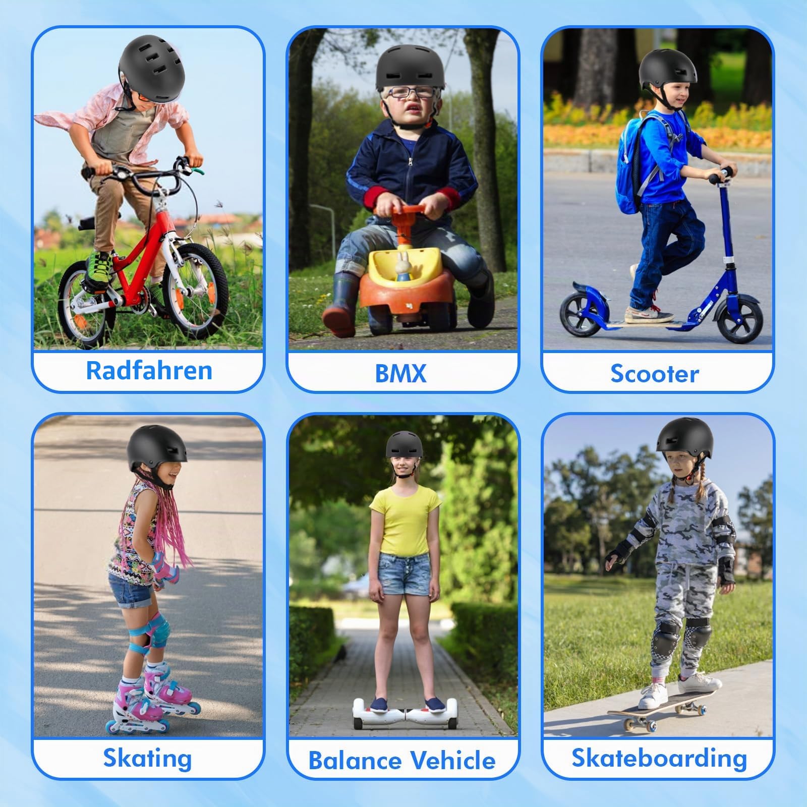 Verstellbarer Fahrradhelm Skaterhelm für Mädchen Jungen Kinder Jugend Erwachsene, Kinder Schutzhelme für Multi-Sportarten Fahrrad Skateboard Skaten