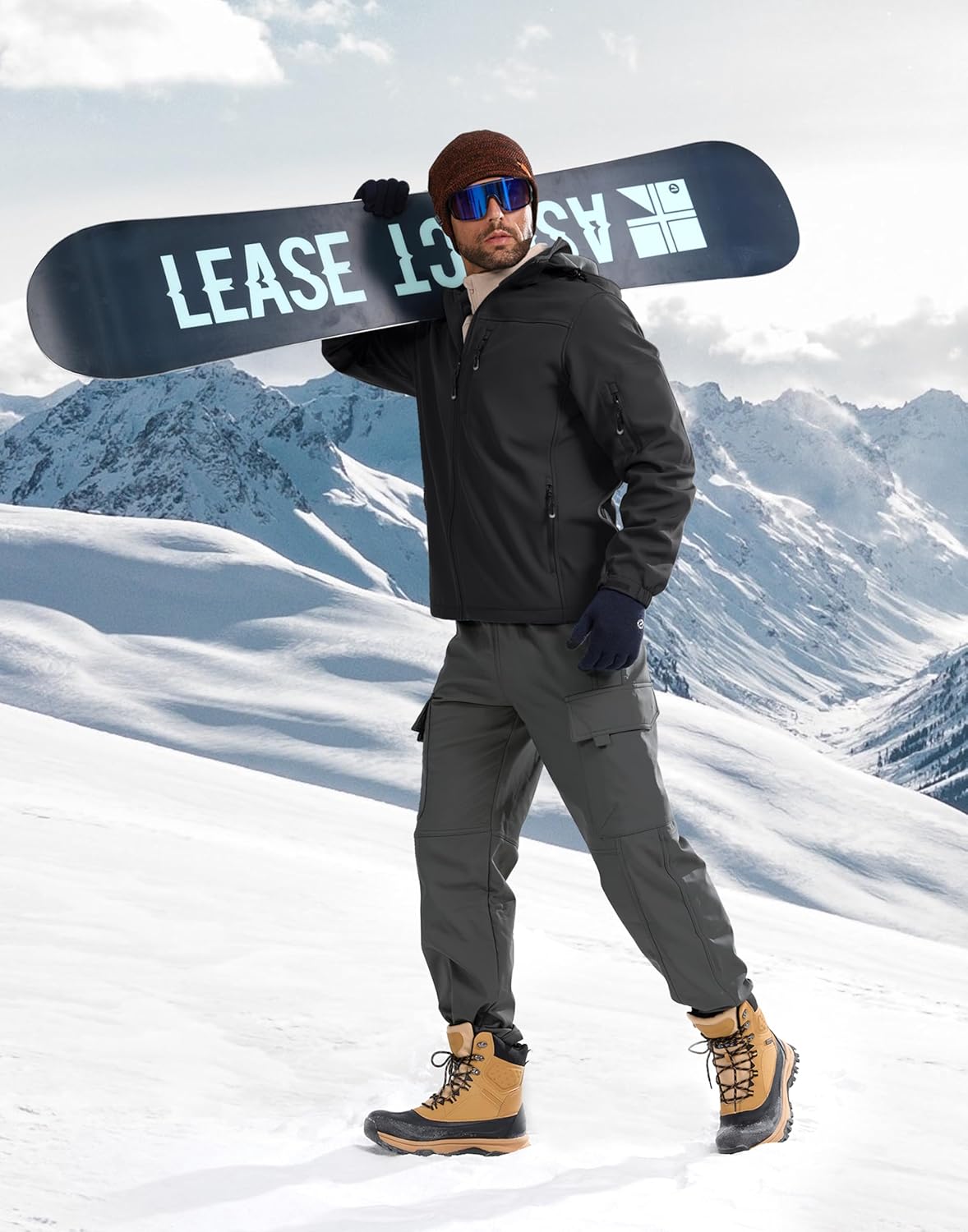 Pudolla Men’s Softshell Jacket Fleece Lined Water Resistant Hooded Winter Coats for Men Outdoor Work Hiking with Pockets