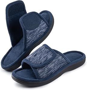 RockDove Hombre Zapatillas de Casa Ajustables Punta Abierta, Espuma Viscoelástica y Antideslizantes para Interior y Exterior