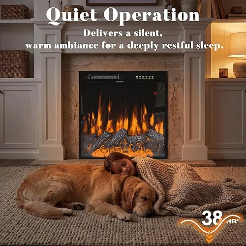 Miniatura 3 de Homsee Chimenea eléctrica empotrada de 23.6 pulgadas, calentador de chimenea con control remoto, 1500750 W, chimenea, pequeñas chimeneas con