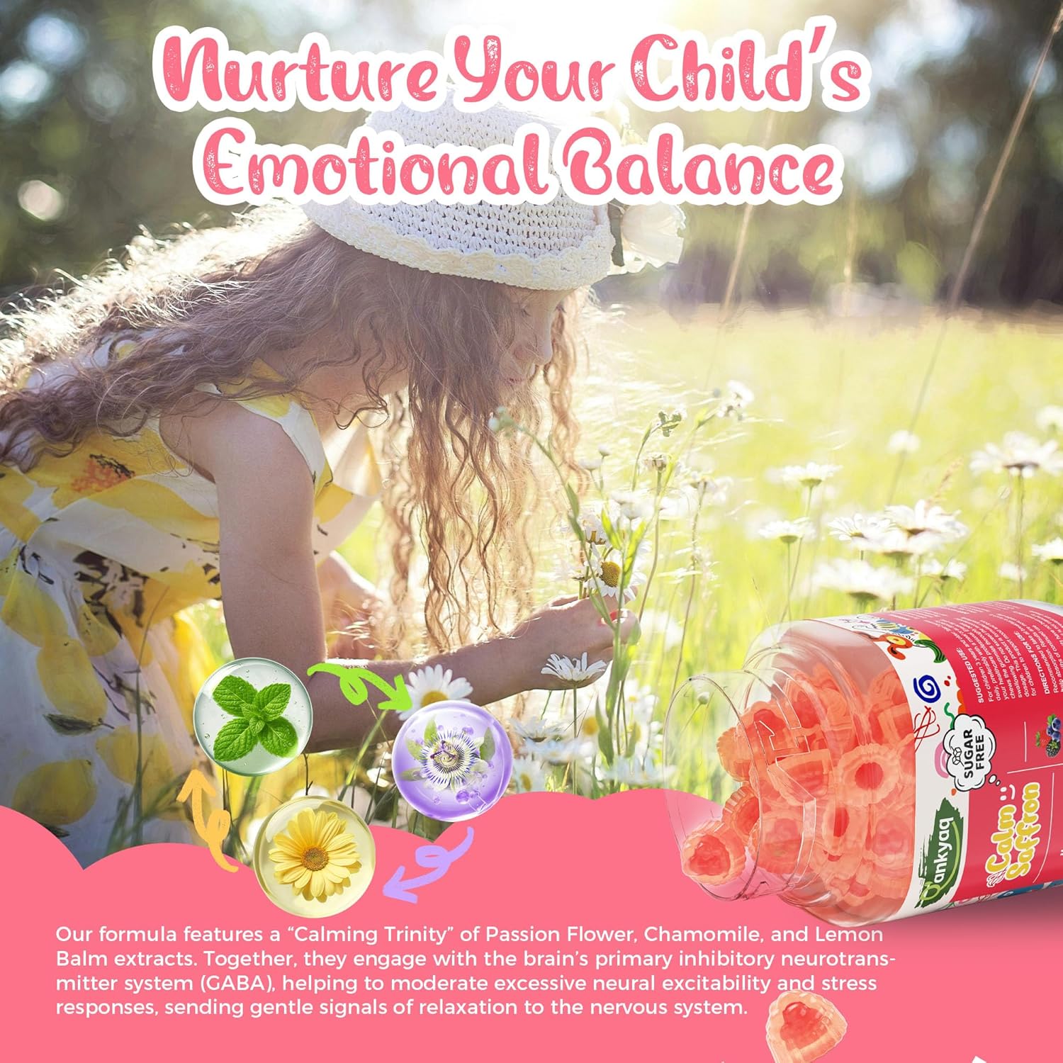 Q'ankyaq Kids Saffron Gummies, Saffron Supplements for Kids (3 yrs+), Focus and Memory Gummiess, Mood Balance with Rosemary, Passion Flower Extract, Chamomile Extract, Sugar-Free, Vegan, 60 Counts - Image 6