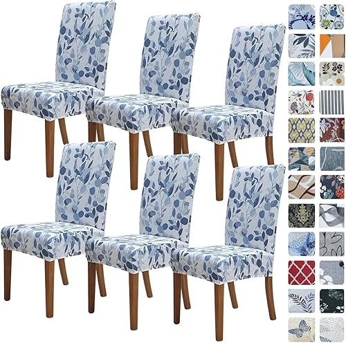Miniatura 32 de SPRINGRICO Fundas para sillas de comedor, paquete de 6, fundas elásticas para sillas de comedor, de elastano, lavables, fundas para sillas Parsons