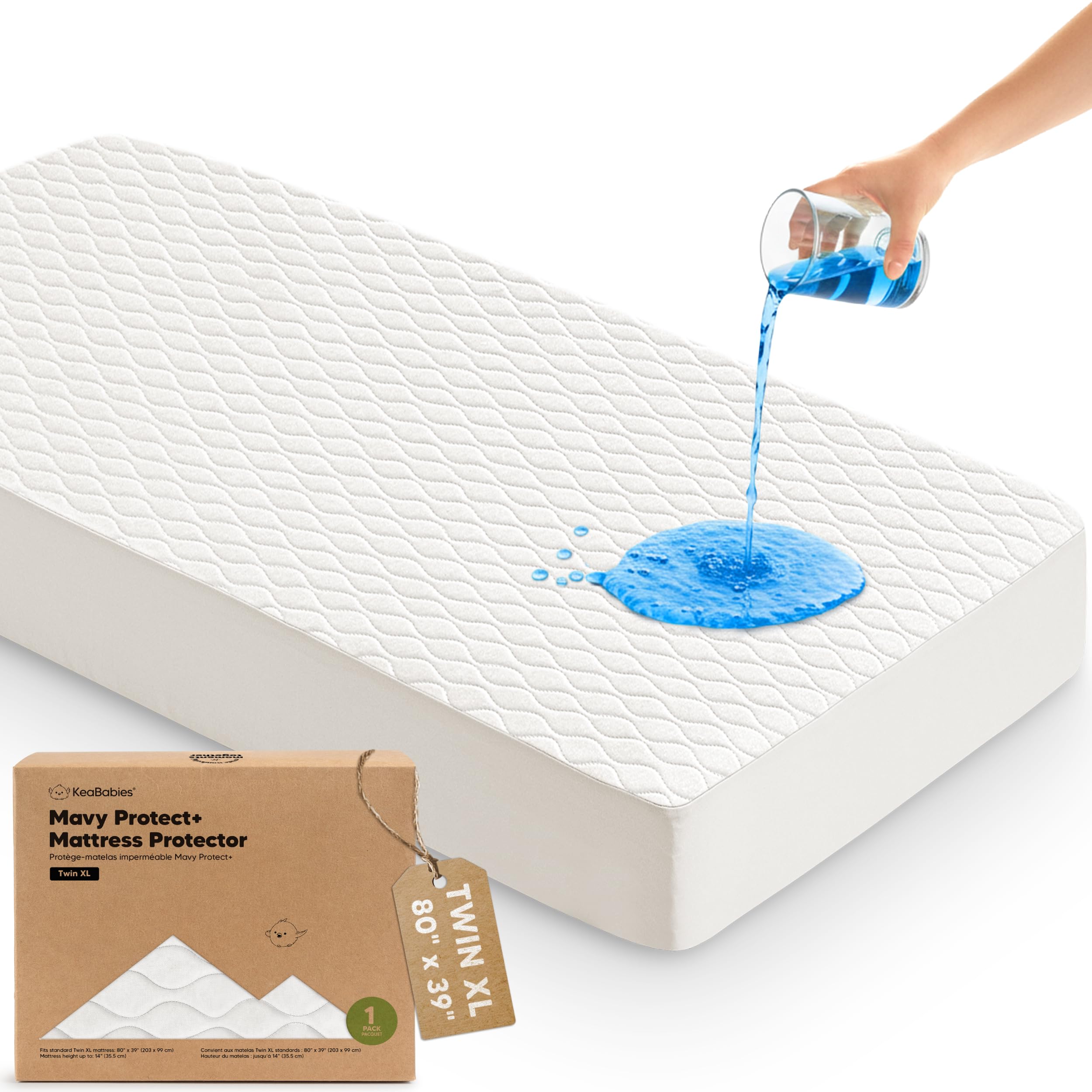 1pk Waterproof Mattress Protector Cover, Mattress XL 80x39 (Soft White)