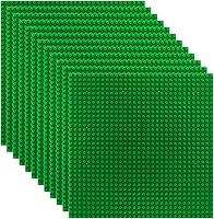 ZEAYEA 12 Pack Green Building Baseplates 10x10" Stackable Compatible with Lego & Standard Bricks - Durable Kids Play Bases
