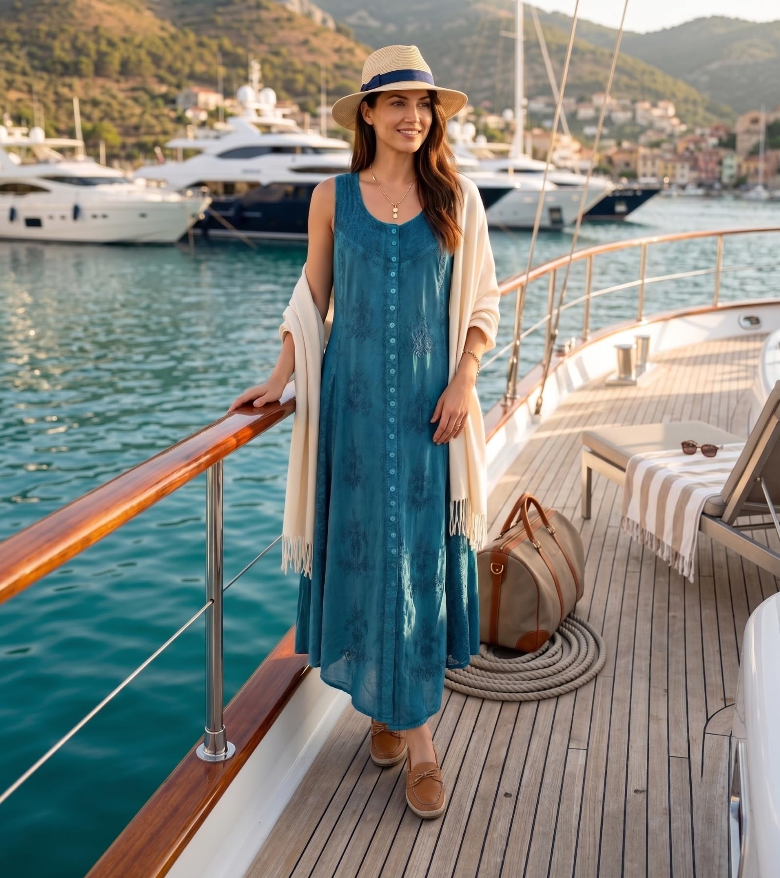 Sakkas Beverlee Caftan sans Manches Brodée Boutonnée