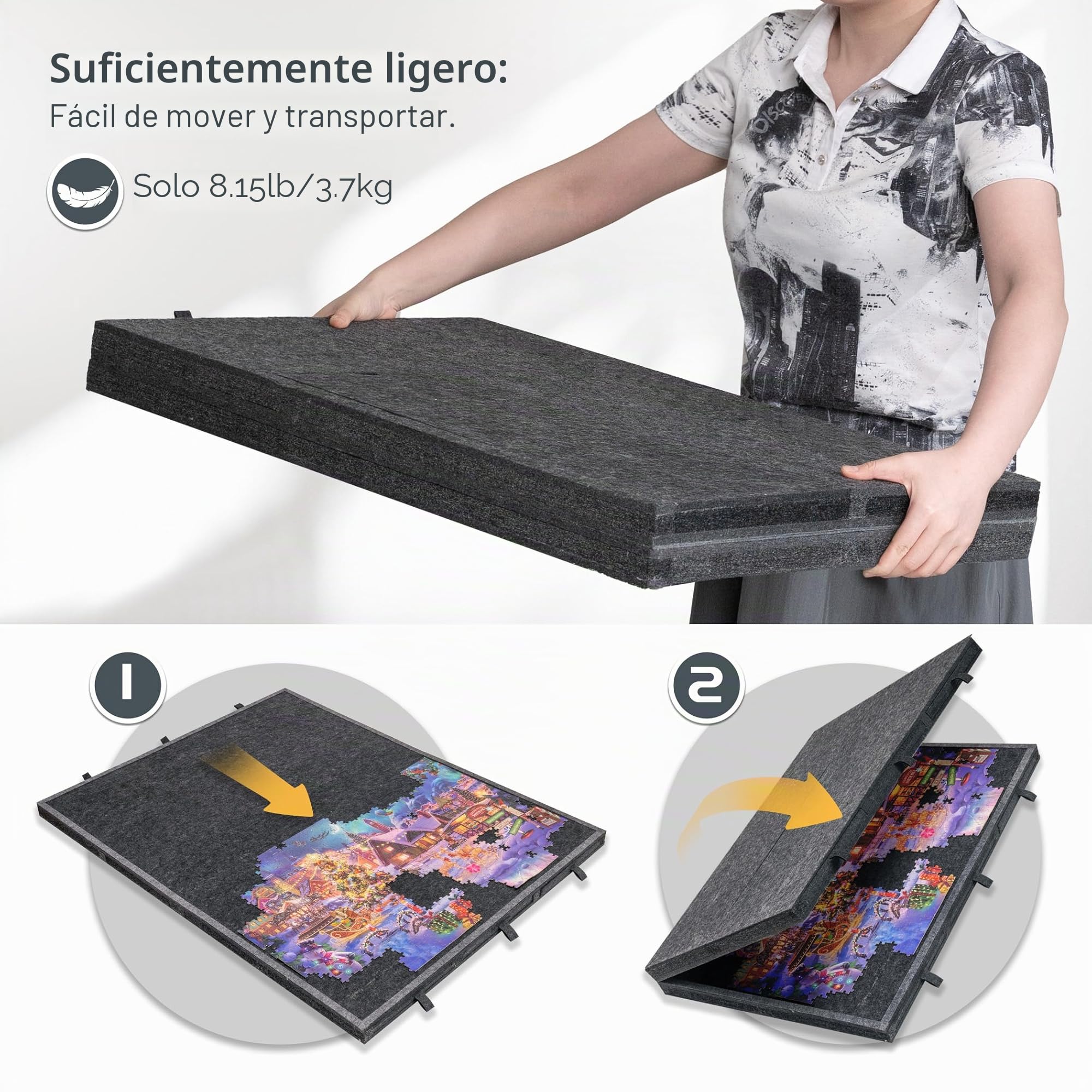 Lavievert Rompecabezas inclinable de 2000 piezas con 8 cajones coloridos y cubierta, mesa plegable con caballete integrado ajustable de 4 ángulos, mesas ligeras para adultos
