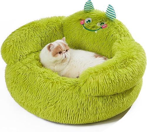 Miniatura 7 de Jiupety Bonita cama calmante para perros y gatos, cama para perros con cojín alto para interiores, cómoda cama de felpa para perros, tamaño M (24 x