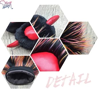 Fursuit Paws Furry Partial Cosplay Fluffy Claw Gloves Costume Lion Bear Props for Kids Adults (Spotted Black)