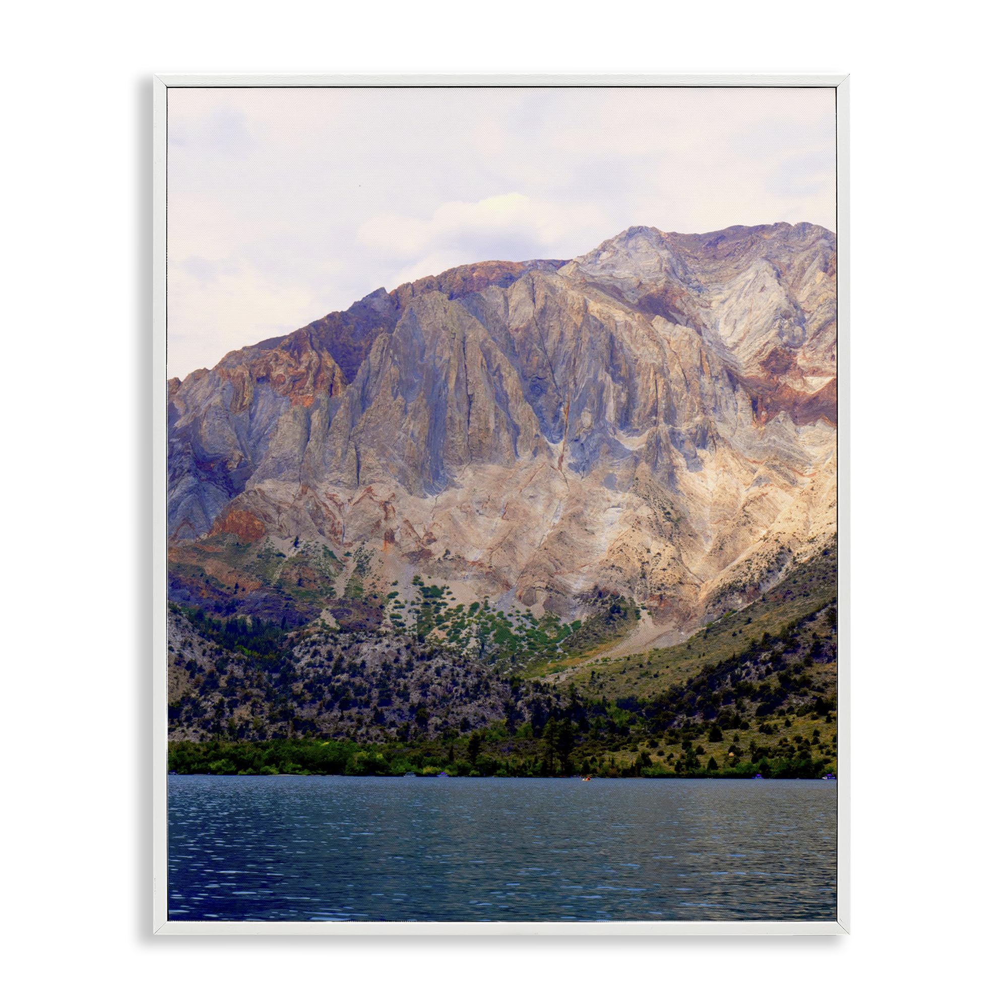 Stupell Industries Coastal White (Textured) 'Serene Lake Beneath Mountains', Framed Giclee Art, White, 11 X 14 Inches, Easy To Hang And Sturdy, Made In Usa, By Gemma Bardot
