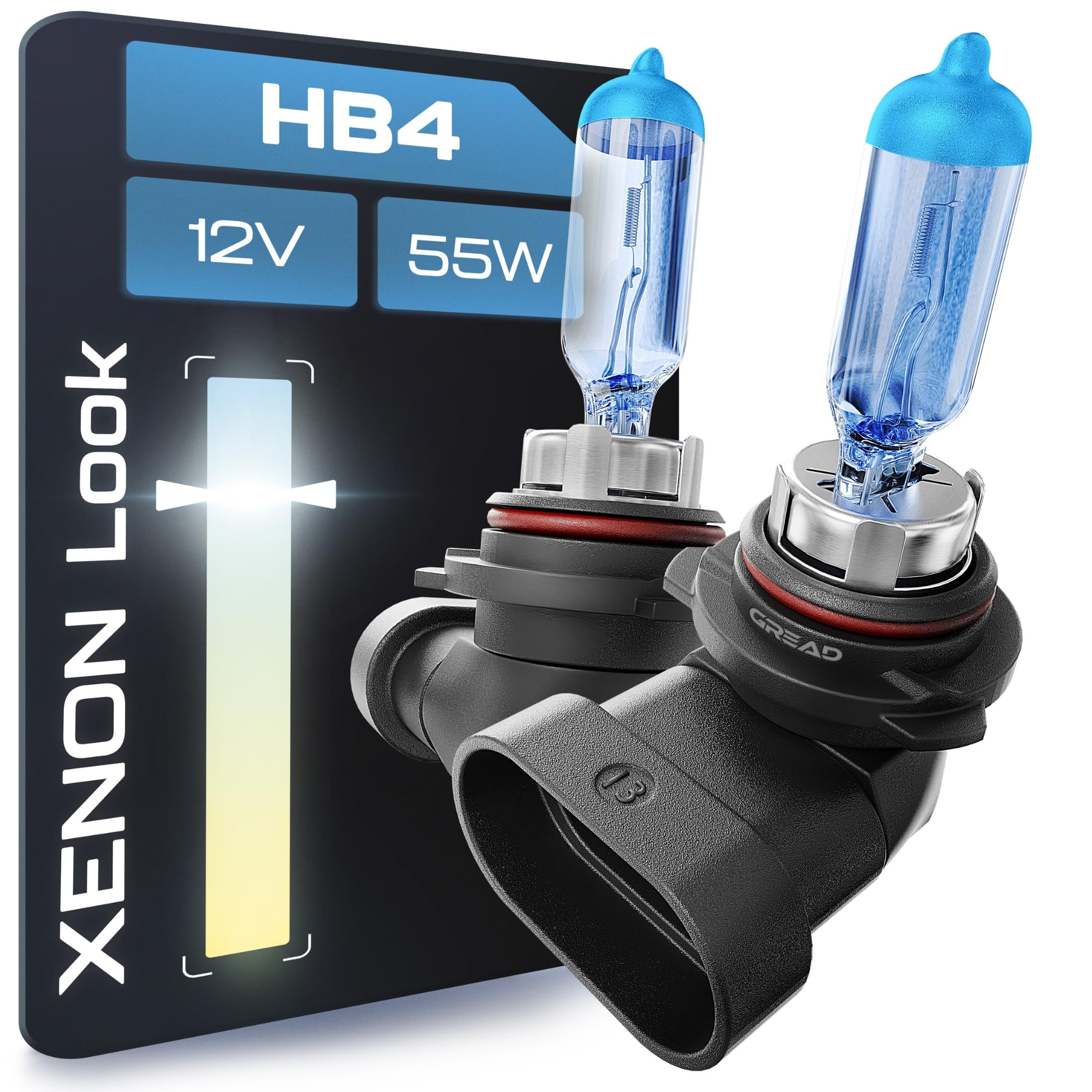 Gread - 2x HB4 lampada alogena in ottica xeno - bianco - 8500k 55W - senza registrazione